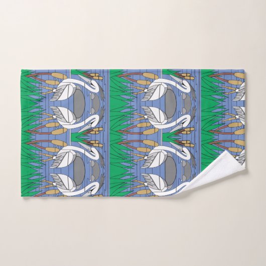 Elegant Waterverf Swans Natuur Greenery Graphics Bad Handdoek (Handdoek)