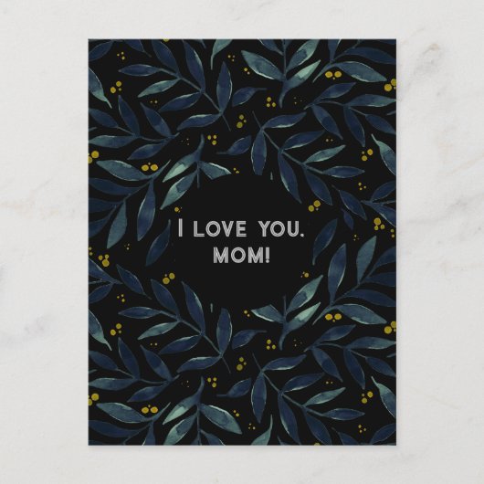 Elegant waterverf takken Ik hou van je moeder Briefkaart (Voorkant)