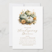 Elegant Waterverf Thanksgiving Diner Kaart (Voorkant)