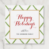Elegant waterverf Trellis Happy Holiday plein Bedankjes Labels (Voorkant)