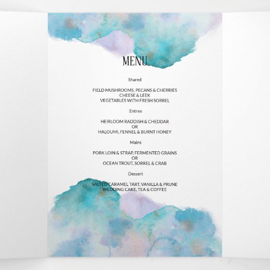 Elegant waterverf trouwuitnodiging/menu/rsvp. drieluik uitnodiging (Binnenkant midden)