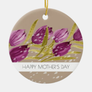 Elegant Waterverf Tulip Flowers Professional Keramisch Ornament