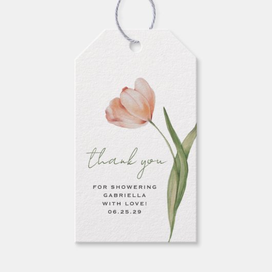 Elegant Waterverf Tulip Vrijgezellenfeest Cadeaulabel (Voorkant)