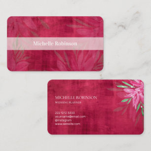 Elegant Waterverf Velvet Viva Magenta Floral Visitekaartje