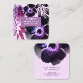 Elegant Waterverf Violet en roze Floral Vierkante Visitekaartje (Voorkant / Achterkant)
