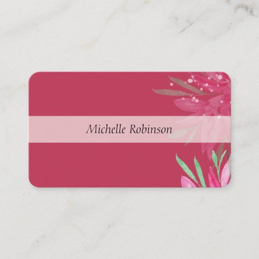 Elegant Waterverf Viva Magenta Floral Visitekaartje (Voorkant)