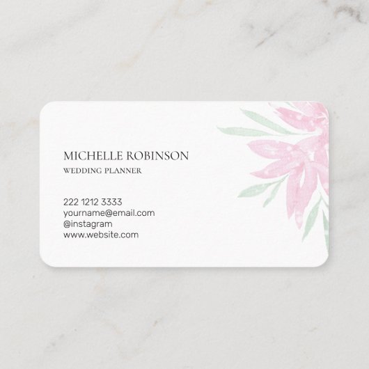Elegant Waterverf Viva Magenta Floral Visitekaartje (Achterkant)