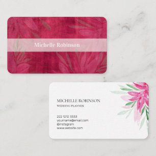 Elegant Waterverf Viva Magenta Floral Visitekaartje