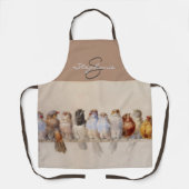 Elegant Waterverf vogelmonogram Eigen naam Schort (Voorkant)