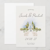 Elegant Waterverf Wedding Invitation Kaart (Voorkant / Achterkant)
