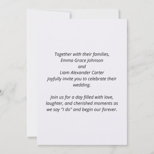 Elegant Waterverf Wedding Invitation Kaart (Achterkant)