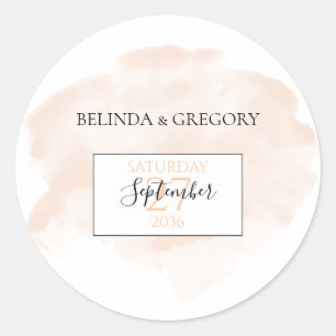 Elegant Waterverf Wedding Ronde Sticker