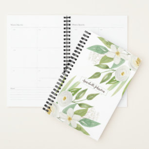 Elegant Waterverf White en Green Floral Planner