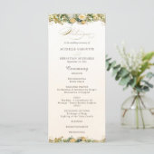 Elegant Waterverf White Floral Gold Wedding Programma (Staand voorkant)