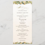 Elegant Waterverf White Floral Gold Wedding Programma (Voorkant)