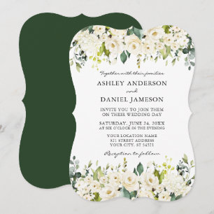 Elegant Waterverf White Floral Greenery Wedding Kaart