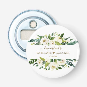 Elegant Waterverf White Floral Lijst Wedding Button Flesopener