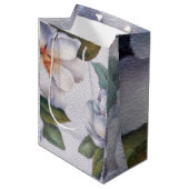 Elegant Waterverf White Magnolia Flower Gift Bag Medium Cadeauzakje (Voorkant Gekanteld)