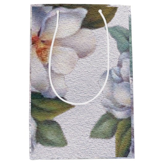 Elegant Waterverf White Magnolia Flower Gift Bag Medium Cadeauzakje (Voorkant)