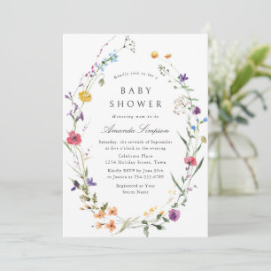 Elegant Waterverf Wild Flowers Baby shower Kaart
