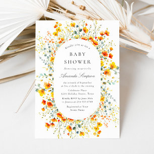 Elegant Waterverf Wild Flowers Baby shower Kaart