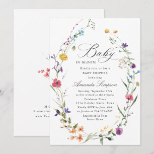 Elegant Waterverf Wild Flowers Baby shower Kaart