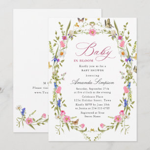 Elegant Waterverf Wild Flowers Baby shower Kaart