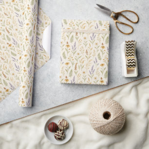 Elegant Waterverf Wildbloem Motief Cadeaupapier
