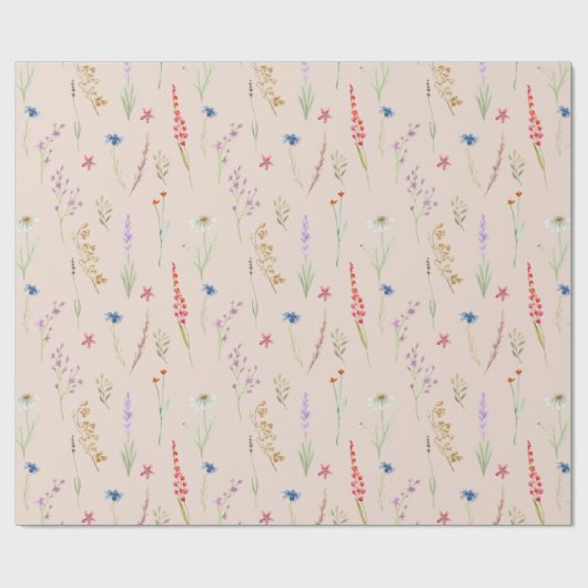 Elegant Waterverf Wildbloem Tuin Cadeaupapier (Vlak)