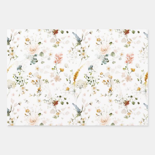 Elegant Waterverf Wildbloem Tuin Inpakpapier Vel (Voorkant 3)
