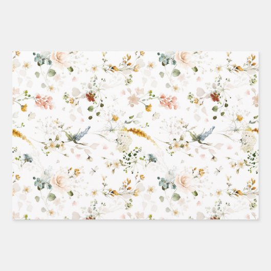 Elegant Waterverf Wildbloem Tuin Inpakpapier Vel (Voorkant 2)