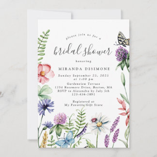Elegant Waterverf Wildbloemen Lijst Vrijgezellenfe Kaart