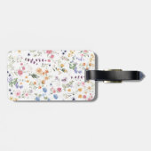 Elegant Waterverf Wilde bloem Garden Monogram Bagagelabel (Achterkant horizontaal)
