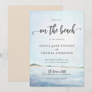 Elegant Waterverf Wilde Ocean Beach Aqua Wedding Kaart