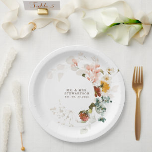 Elegant Waterverf Wildflower Garden Wedding Papieren Bordje