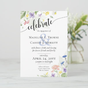 Elegant Waterverf Wildflower Marriage Verloving Kaart