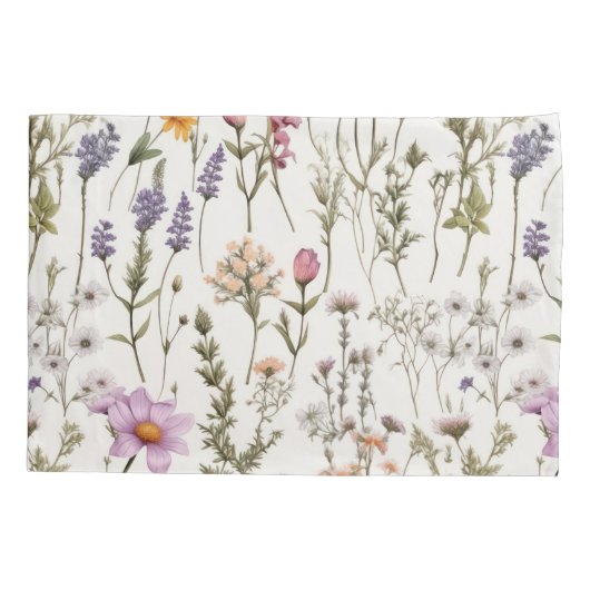 Elegant Waterverf Wildflower Pattern Kussensloop (Achterkant)