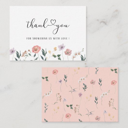 Elegant Waterverf Wildflower Spring Boho Rustic Notitiekaartje (Voorkant / Achterkant)