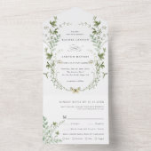 Elegant Waterverf Wildflower Wedding All In One Uitnodiging (Binnen)