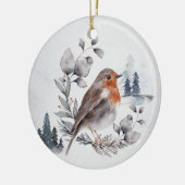 Elegant Waterverf Winter American Robin Keramisch Ornament (Links)