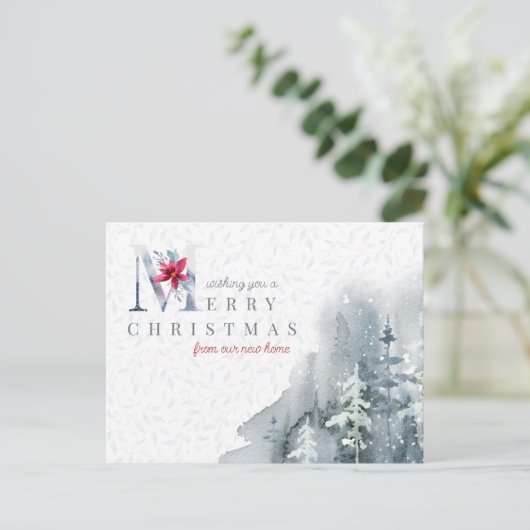 Elegant Waterverf Winter Forest Change of Address Briefkaart (Staand voorkant)