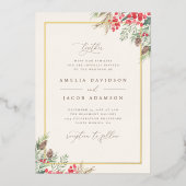 Elegant Waterverf Winter Greenery Wedding Folie Uitnodiging (Voorkant)