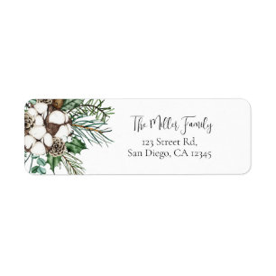 Elegant Waterverf Winter Kerstmis Adres Etiket