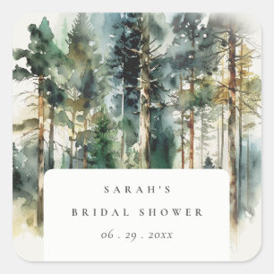 Elegant Waterverf Woodland Forest Vrijgezellenfees Vierkante Sticker