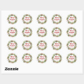 Elegant Waterverf Wreater Kerstmis Ronde Sticker (Vel)