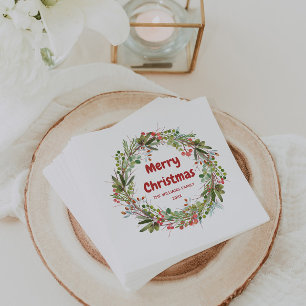 Elegant Waterverf Wreater Kerstmis    Servet