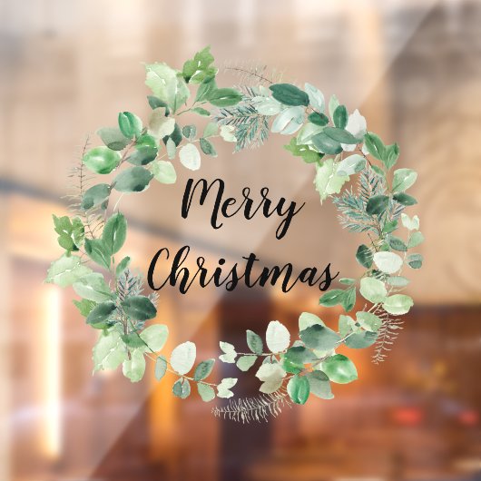 Elegant Waterverf Wreath Merry Kerstmis Raamsticker (Vel 2)