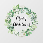 Elegant Waterverf Wreath Merry Kerstmis Raamsticker (Vel)