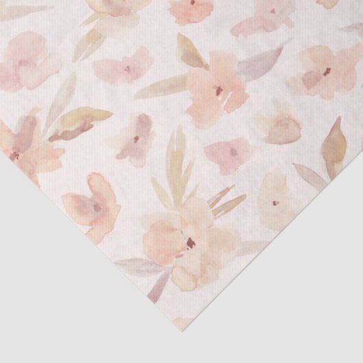 Elegant Waterverf Zachte Bloemen Tissuepapier (Detail)