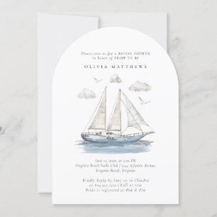Elegant Waterverf zeiljacht Vrijgezellenfeest Kaart
